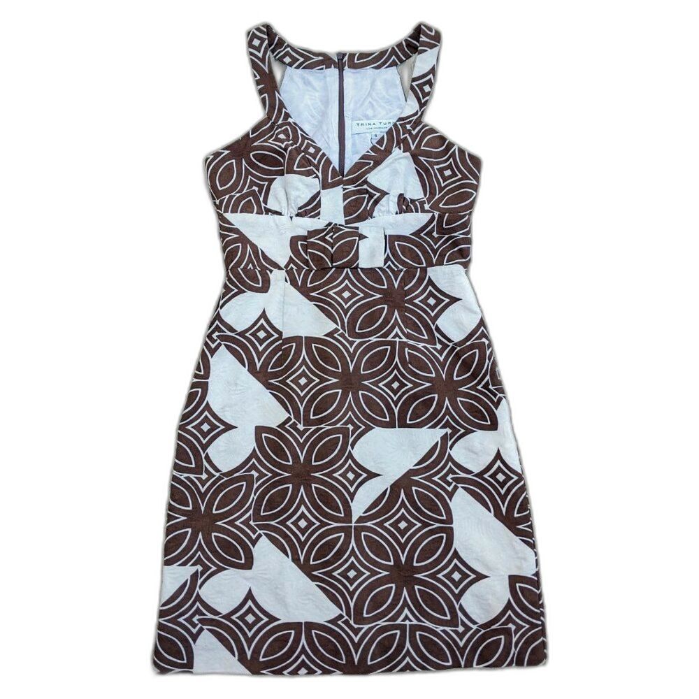 TRINA TURK Hawaiian Print 100% Cotton Bow Front Tiki Mini Dress,  Sz 6